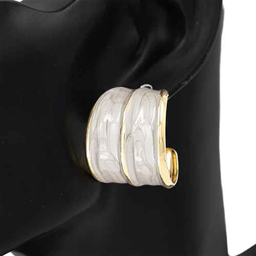 GOLD CREAM HOOP EARINGS ( 2828 IV )