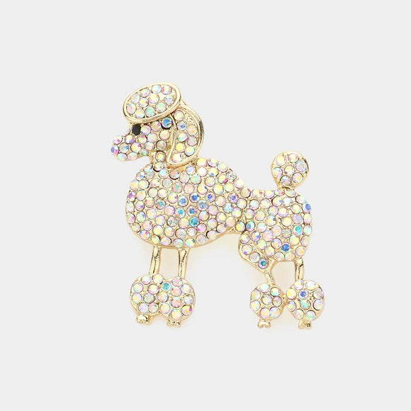 GOLD AB POODLE BROOCH ( 06380 GAB )
