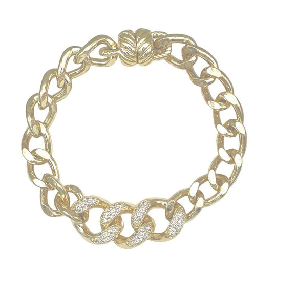 GOLD LINK PAVE MAGNET BRACELET ( 9505 BG )