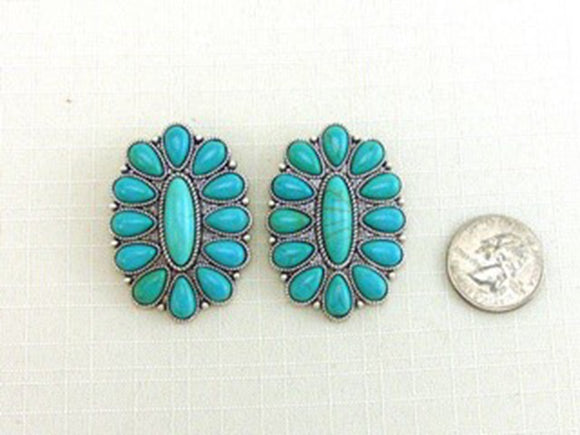 TURQUOISE WESTERN DESIGN EARRINGS ( 0962 SBTQ )