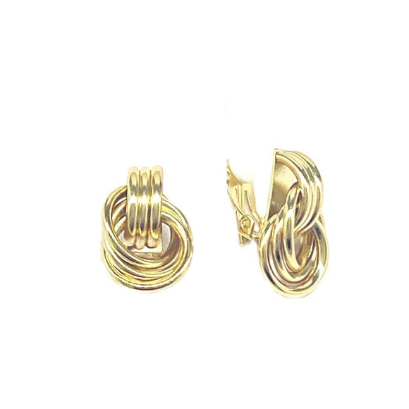 METAL KNOT HOOP CLIP ON EARRINGS ( 8313 G )