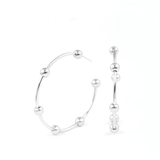 WHITE GOLD DIPPED HOOP EARRINGS ( 2706 R )