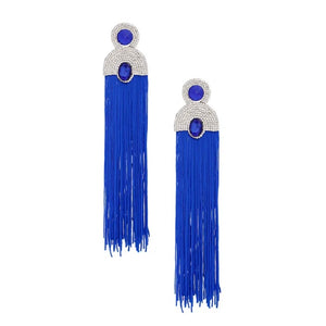 GOLD BLUE TASSEL EARRINGS ( 2628 BL )