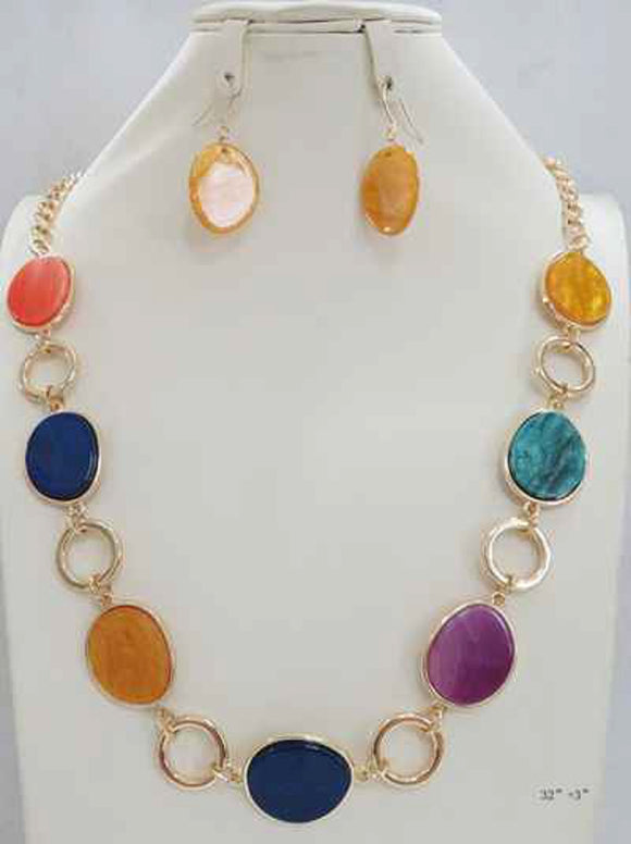 GOLD MULTI COLOR NECKLACE SET ( 5089 MT )