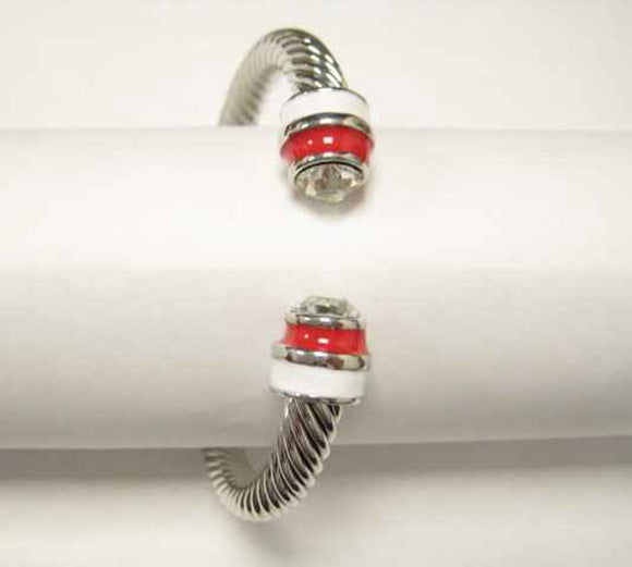 SILVER CUFF BANGLE RED WHITE ( 756 RDWT )