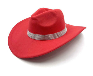 RED COWBOY HAT CLEAR STONES ( 0681 RDCL )