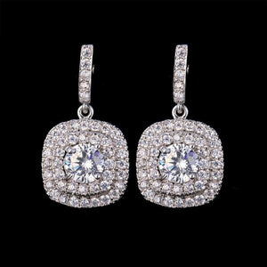 SILVER CZ STONE EARRINGS ( 329 )