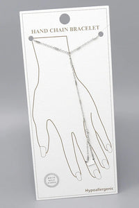 White Gold Dipped Bar Hand Chain ( 6311 R )