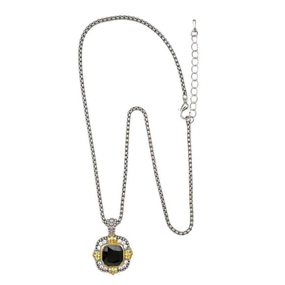 14K GOLD PLATED NECKLACE BLACK STONE ( 1317 J )