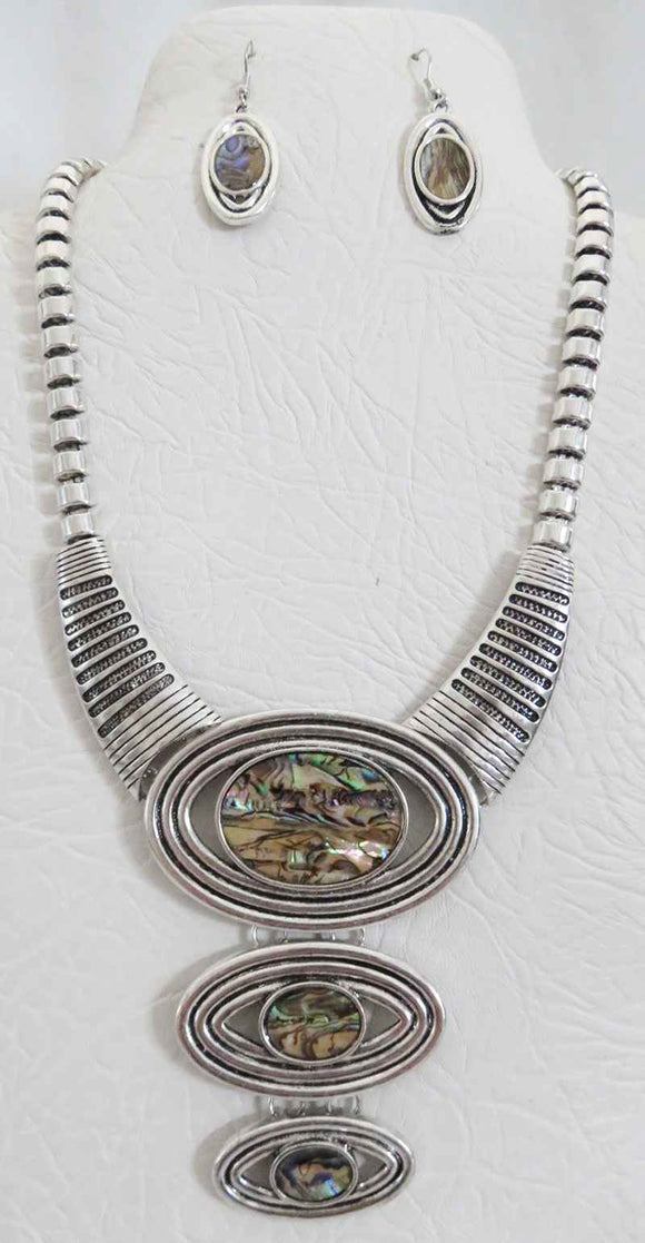 Silver AB Necklace Set ( 3464 AB )