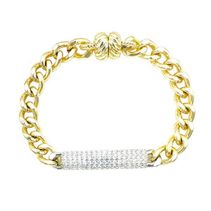 GOLD LINK BRACELET CLEAR STONES ( 9556 K )