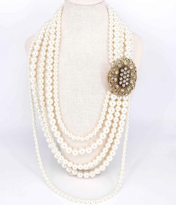 GOLD PEARL NECKLACE STONES ( 2188 GDCR )