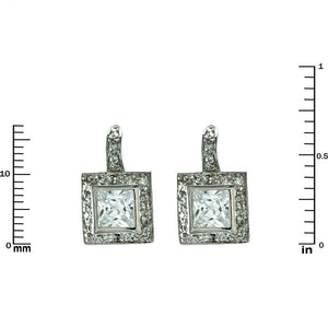 SILVER EARRINGS CLEAR CZ CUBIC ZIRCONIA STONES ( 00596 )