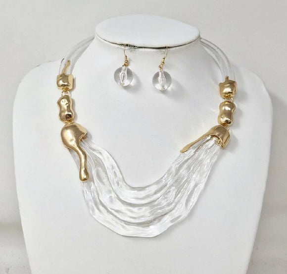 GOLD CLEAR NECKLACE SET ( 11248 GCL )