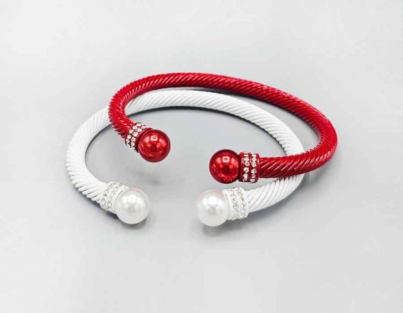 RED WHITE CUFF BANGLES ( 1591 RDWHT )