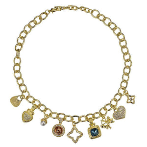 GOLD CHARM NECKLACE CZ STONES ( 9571 G )