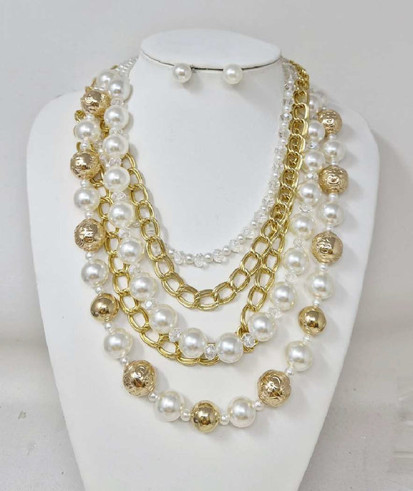 GOLD CREAM PEARL NECKLACE ( 11101 GCR )