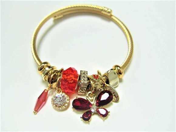GOLD RED CUFF BANGLE BUTTERFLY ( 808 GRD )