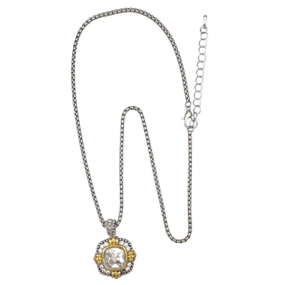 14K GOLD PLATED NECKLACE CLEAR STONE ( 1317 C )