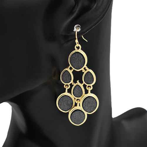 GOLD BLACK DANGLING EARRINGS ( 2736 GDBK )