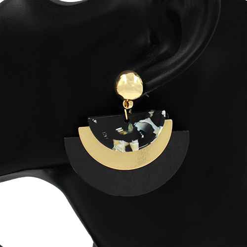 GOLD BLACK EARRINGS ( 2728 GDBK )