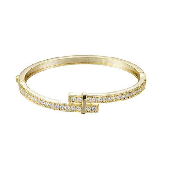 GOLD BANGLE CLEAR CZ STONES ( 9494 G )