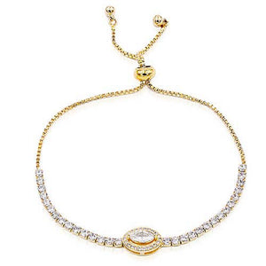 GOLD BRACELET CLEAR CZ CUBIC ZIRCONIA STONES ( 8082 GD )