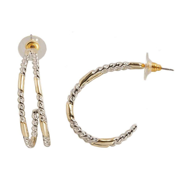 14K GOLD PLATED HOOP EARRINGS ( 2598 EK )