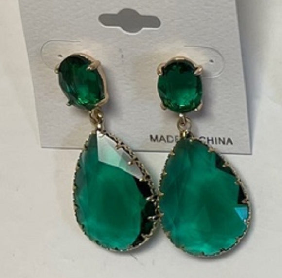 GOLD GREEN DANGLING EARRINGS ( 033698 GGN )