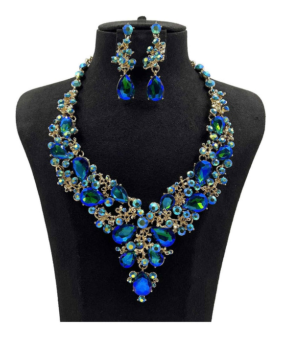 Silver-Toned Multi-Color Rhinestone Station Necklace For Women | Old Navy