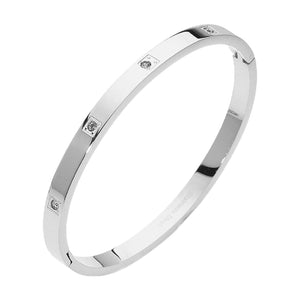 SILVER BANGLE CLEAR STONES ( 6223 S )