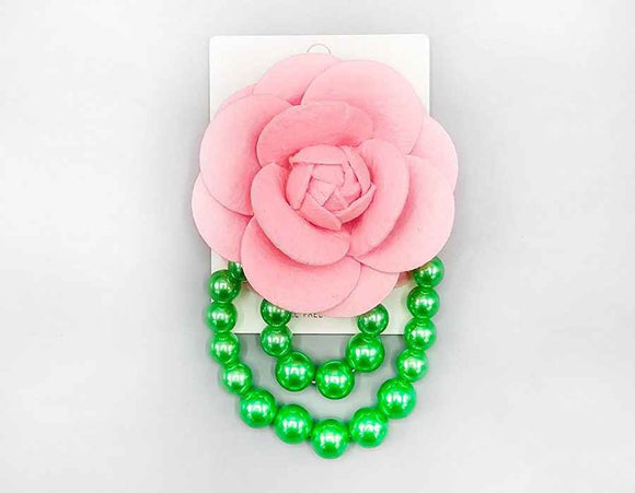 BROOCH PINK FLOWER PEARLS ( 1064 PK )