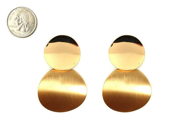 GOLD DANGLING CIRCLE METAL EARRINGS ( 5674 GD )