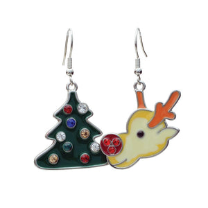 REINDEER CHRISTMAS TREE EARRINGS ( 22054 )