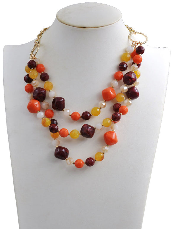 BROWN ORANGE STONE NECKLACE ( 233004 CRNK )