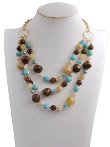 BLUE BROWN STONE NECKLACE ( 233004 NANK )