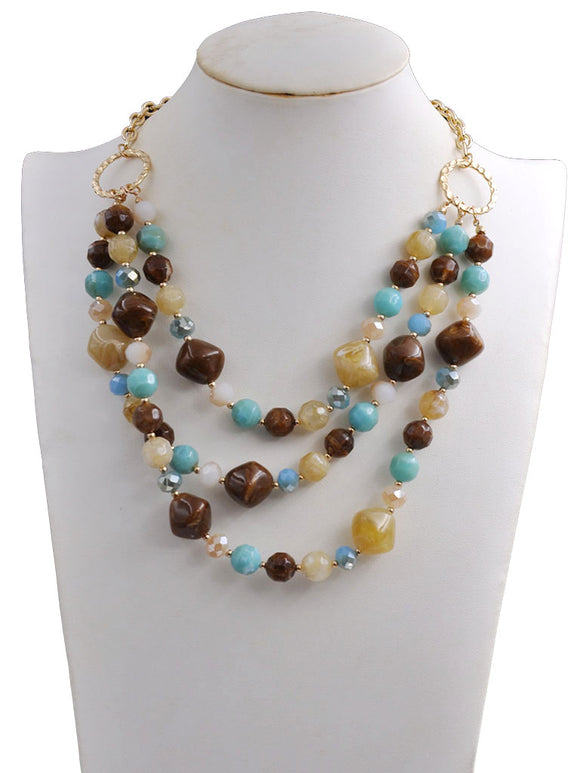 BLUE BROWN STONE NECKLACE ( 233004 NANK )