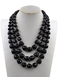 3 LAYER BLACK STONE NECKLACE ( 233007 BKNK )