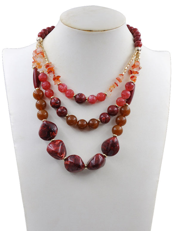 RED GOLD STONE NECKLACE ( 233009 CRNE )