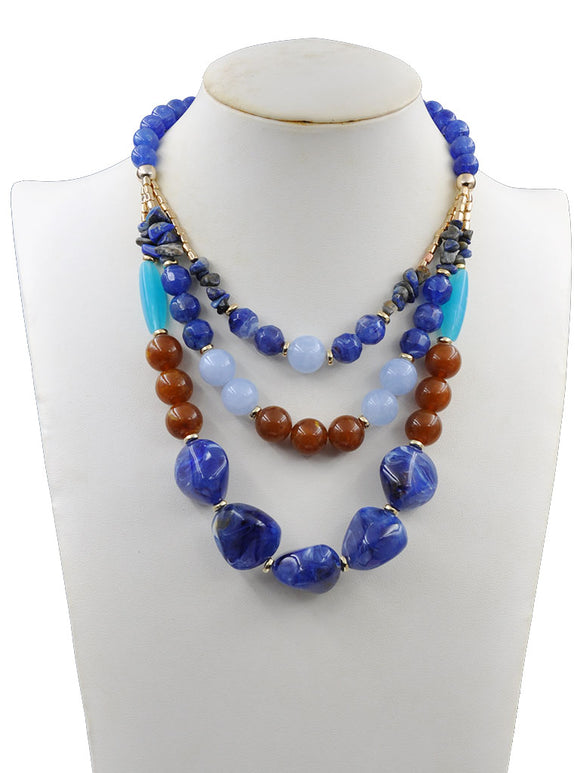 BLUE GOLD STONE NECKLACE ( 233009 MTNE )