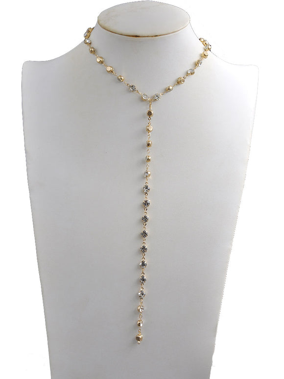 GOLD NECKLACE CLEAR STONES ( 233509 GNK )