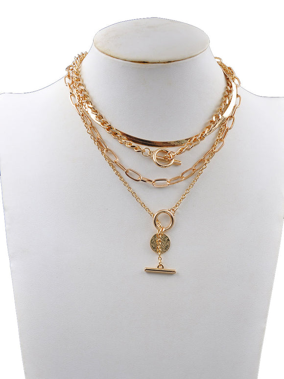 GOLD MULTI CHAIN NECKLACE ( 234402 GNK )