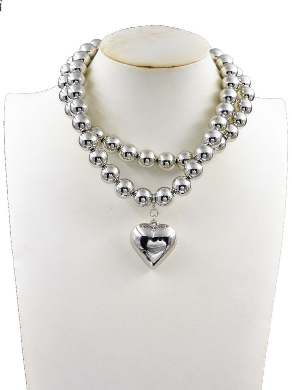 SILVER HEART NECKLACE ( 243212 SNK )