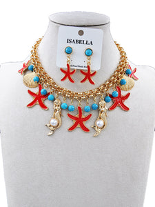 SEA LIFE CHARM NECKLACE ( 252008 GNE )