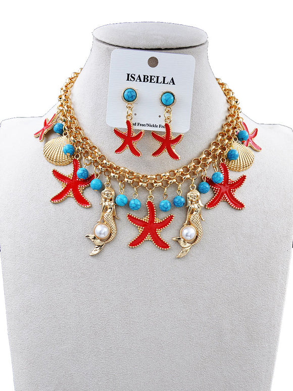 SEA LIFE CHARM NECKLACE ( 252008 GNE )