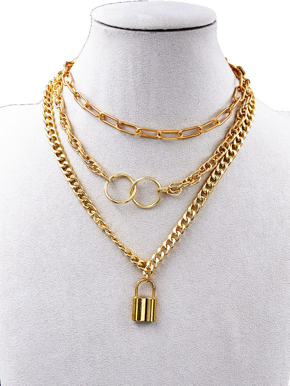 GOLD LOCK NECKLACE ( 252420 GNK )