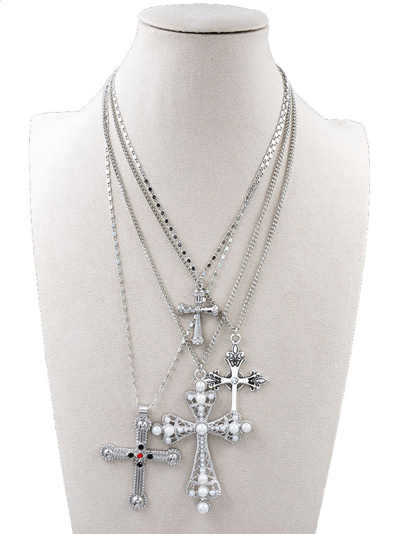 SILVER CROSS NECKLACE ( 253007 SNK )
