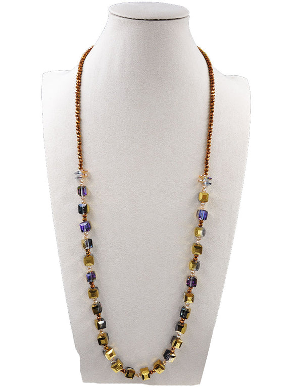 VITRAIL OIL SPILL STONE NECKLACE ( 253603 GNK )