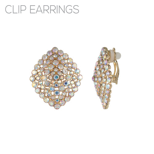 GOLD AB CLIP ON EARRINGS ( 25664 CEABG )