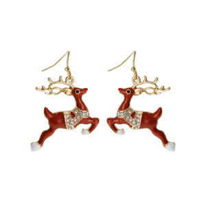 GOLD BROWN REINDEER EARRINGS ( 25773 XG )